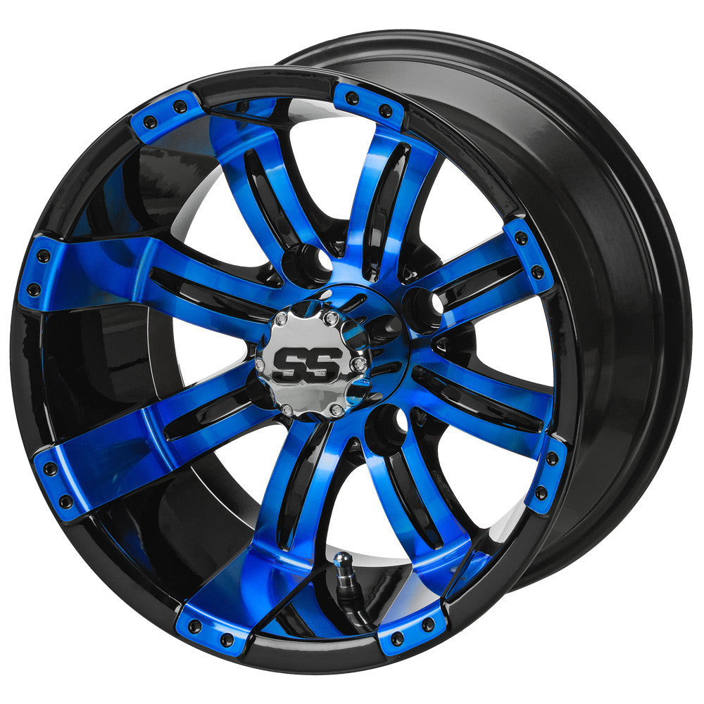 12" Casino Black & Blue Golf Cart Wheel