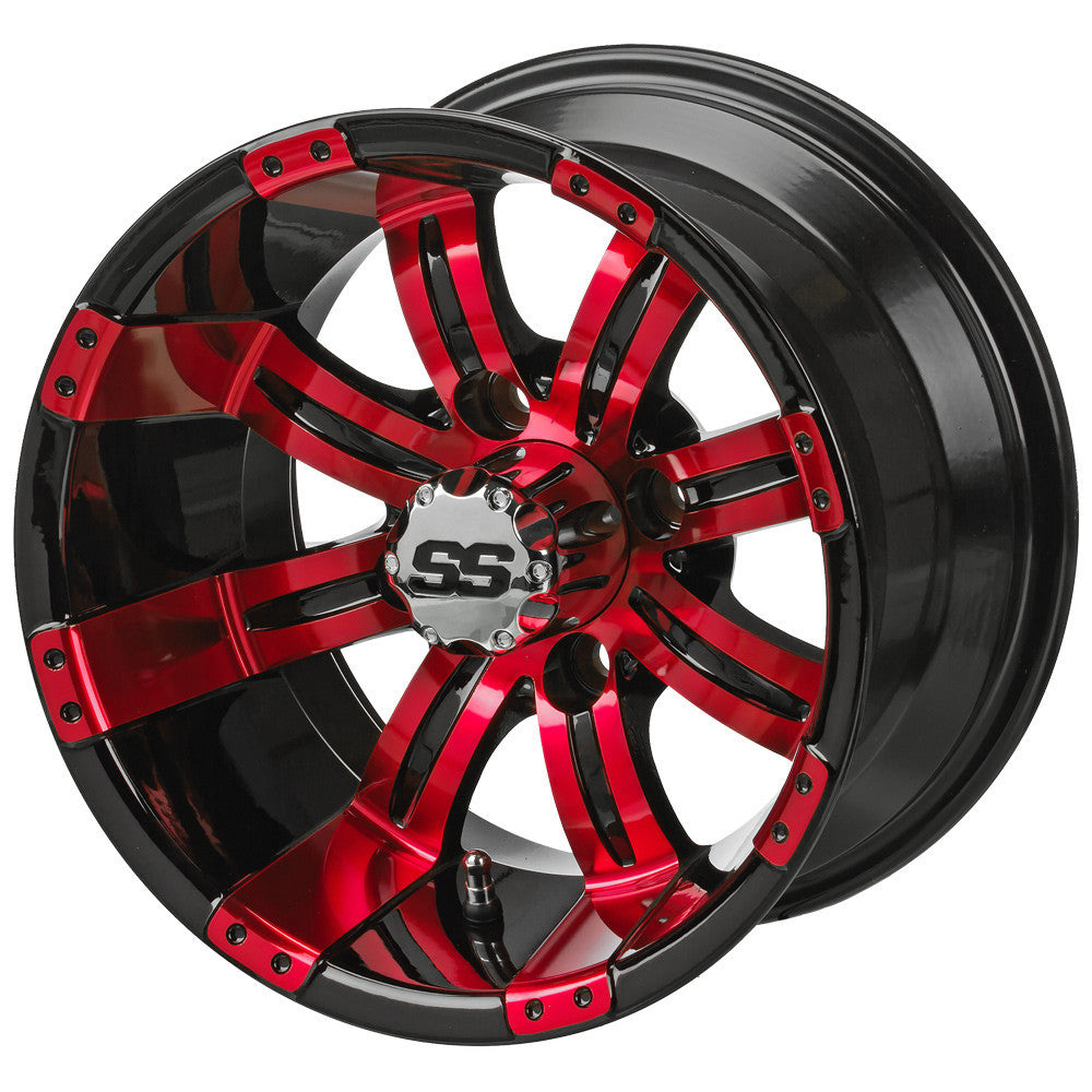 12" Casino Black & Red Golf Cart Wheel