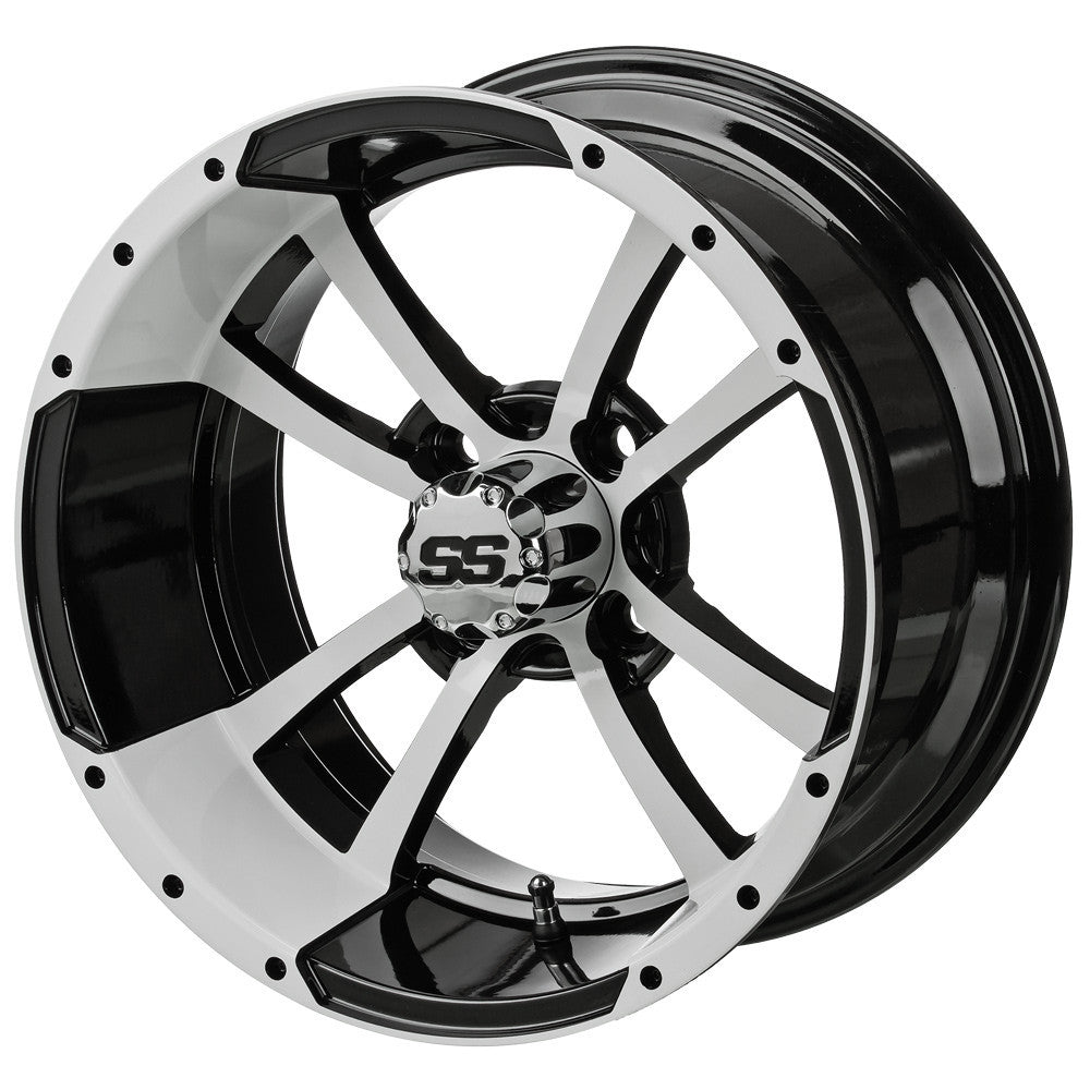 14" Maltese Cross Black & White Golf Cart Wheel