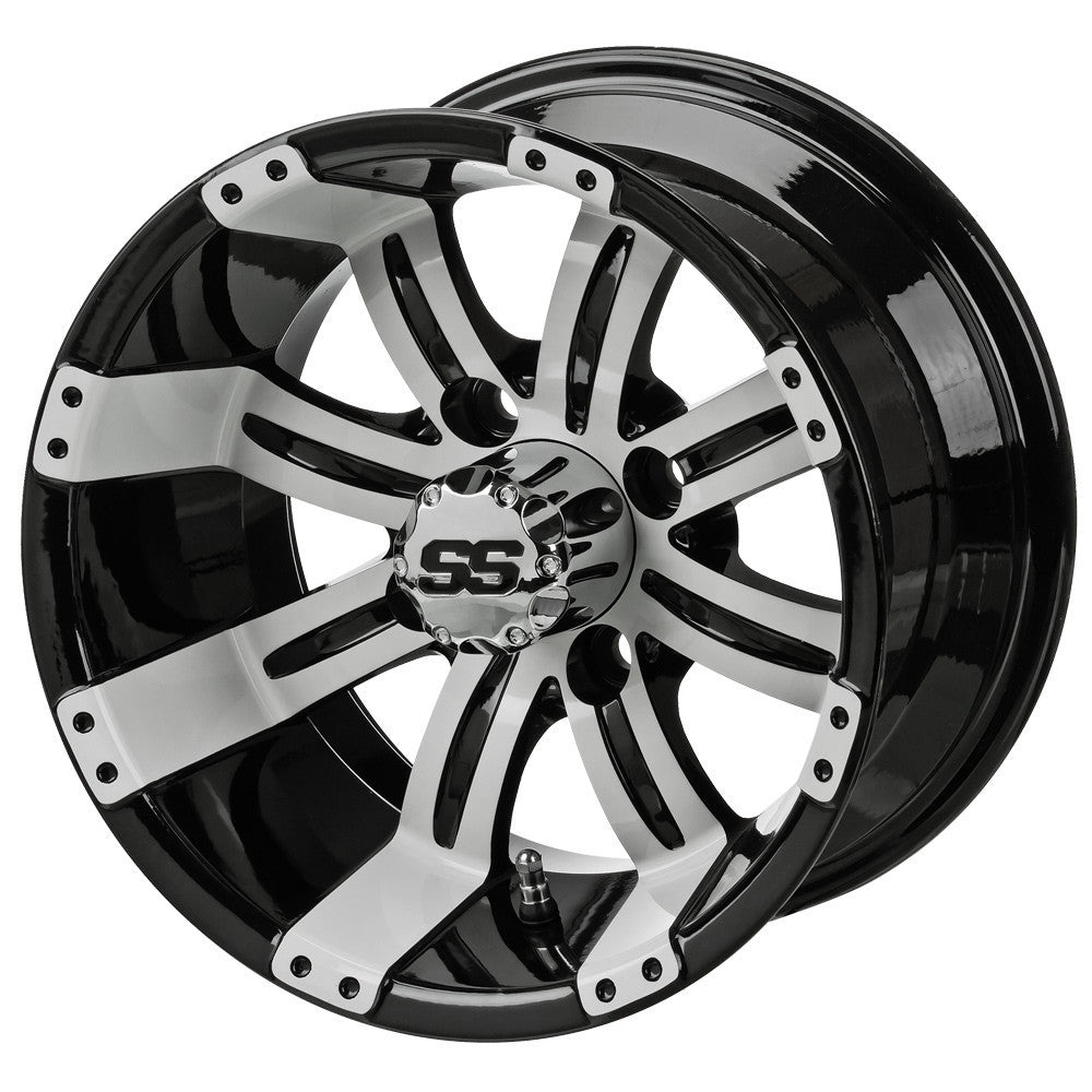 12" Casino Black & White Golf Cart Wheel