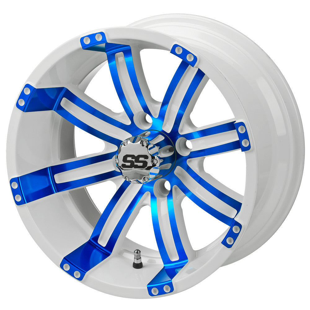 14" Casino White & Blue Golf Cart Wheel