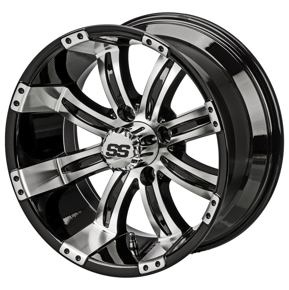 14" Casino Black & Machined Golf Cart Wheel