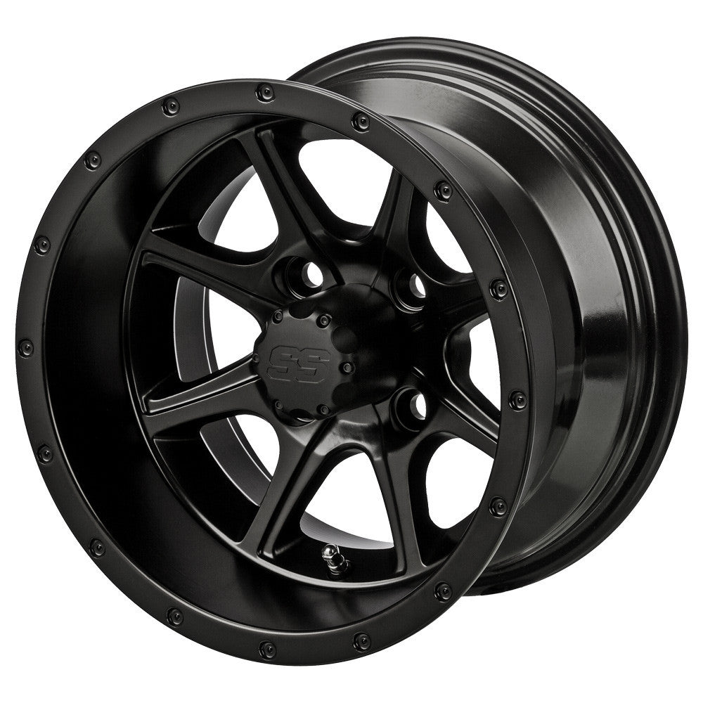 12" Azusa Matte Black Golf Cart Wheel