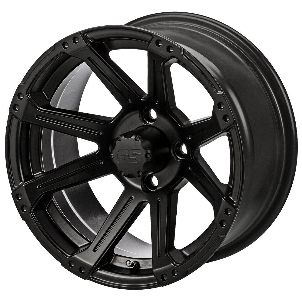 14" Rampage Matte Black Golf Cart Wheel