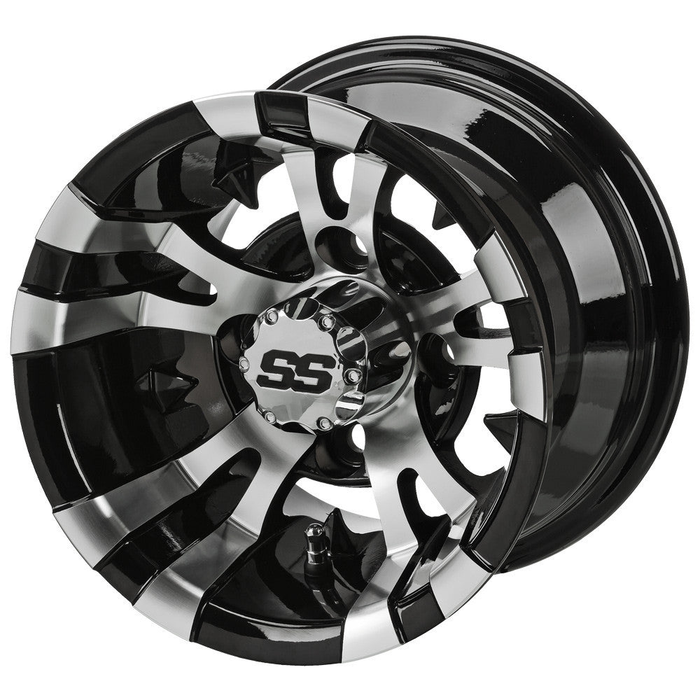 10" Warlock Black & Machined Golf Cart Wheel
