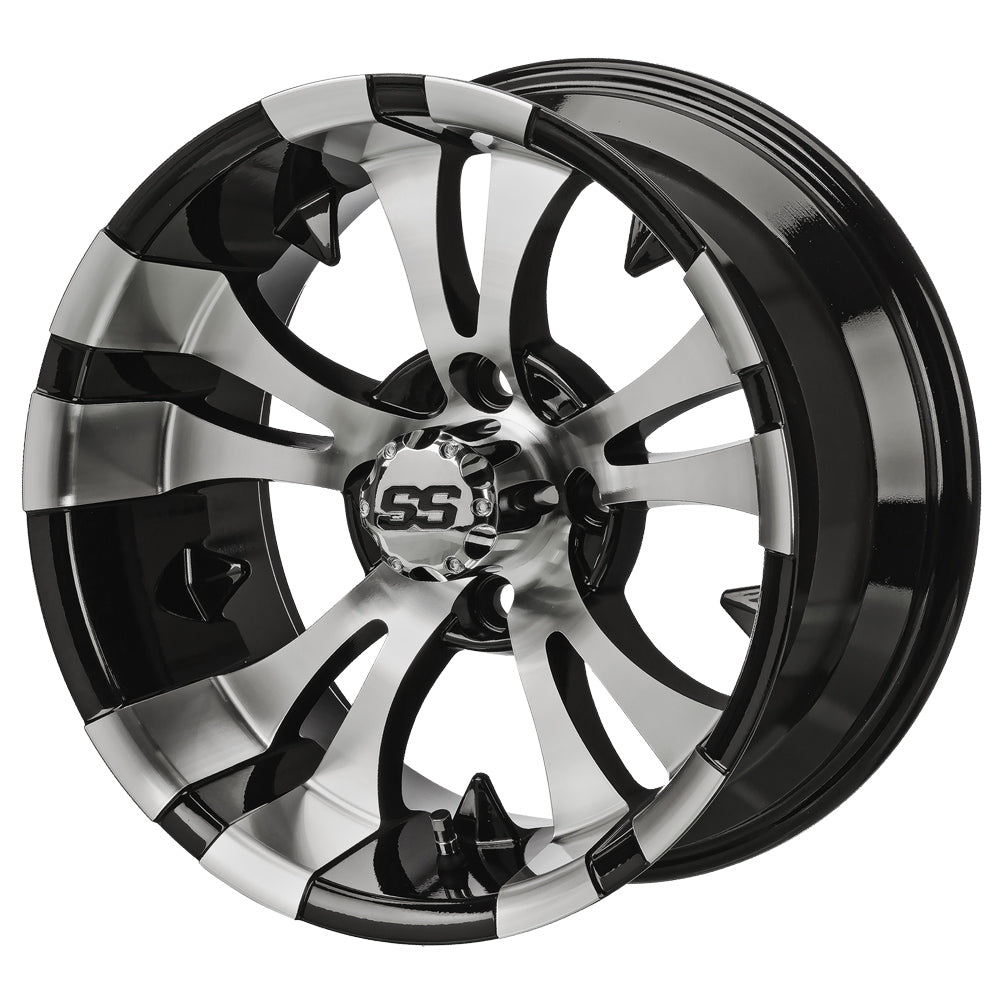14" Warlock Black & Machined Golf Cart Wheel