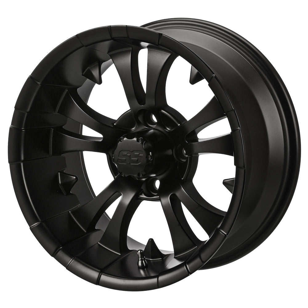 12" Warlock Matte Black Golf Cart Wheel