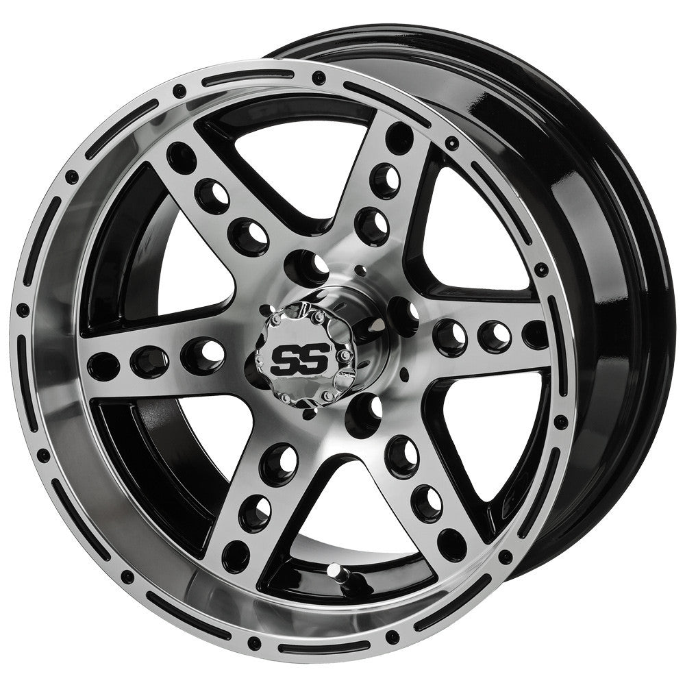 14" Chaos Black & Machined Golf Cart Wheel
