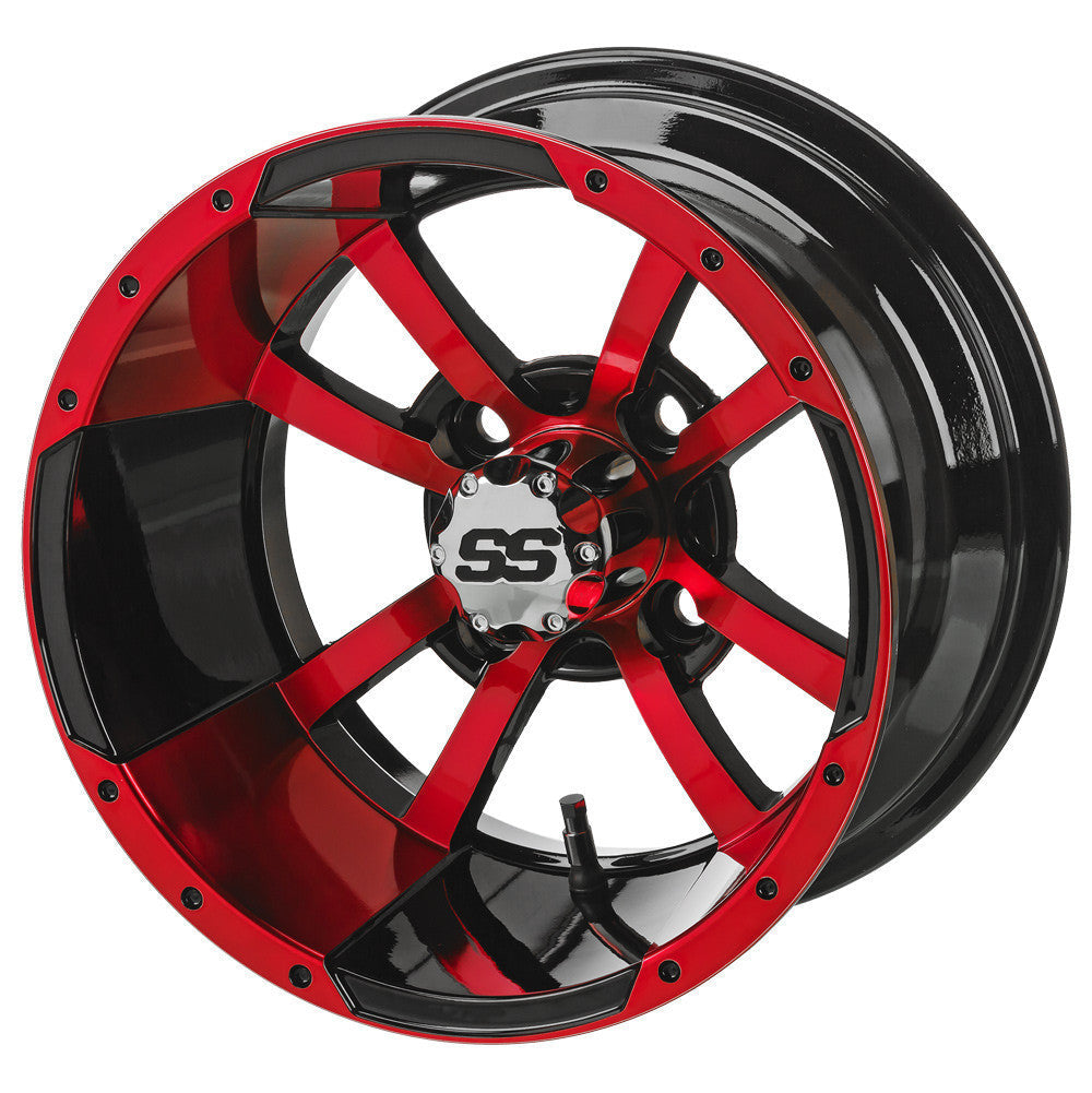 23x10.50-12 Black Trail on "Type 7" Black/Red Wheel