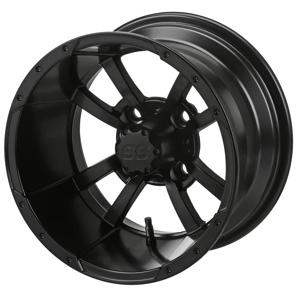 10" Maltese Cross Matte Black Golf Cart Wheel
