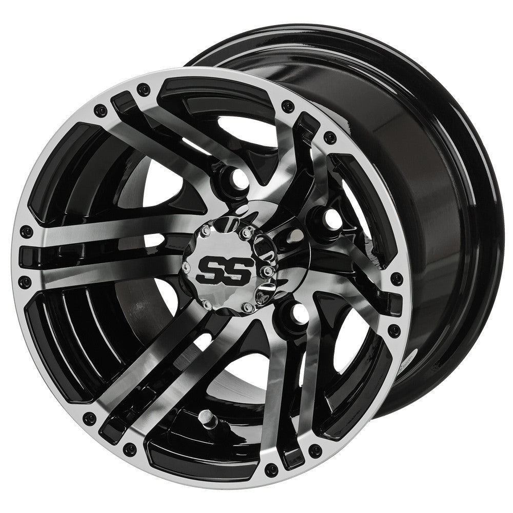 10" Yukon Black & Machined Golf Cart Wheel