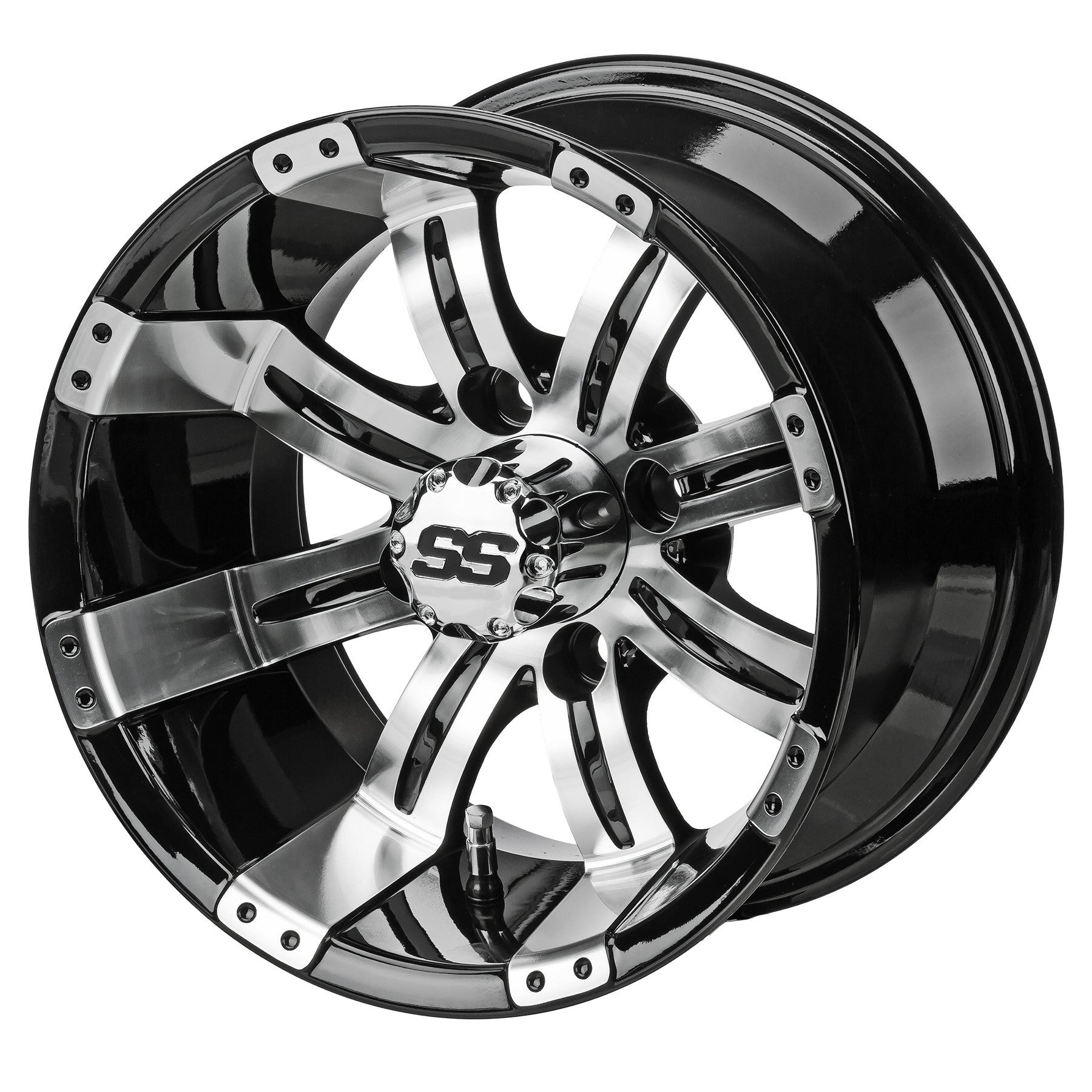 12" Casino Black & Machined Golf Cart Wheel