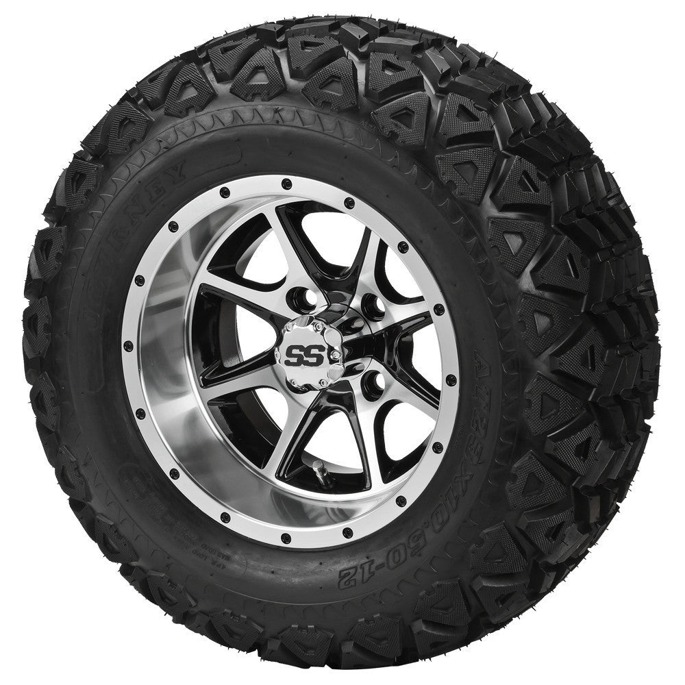 23x10.50-12 Black Trail on "Type 8" Machined/Black Wheel
