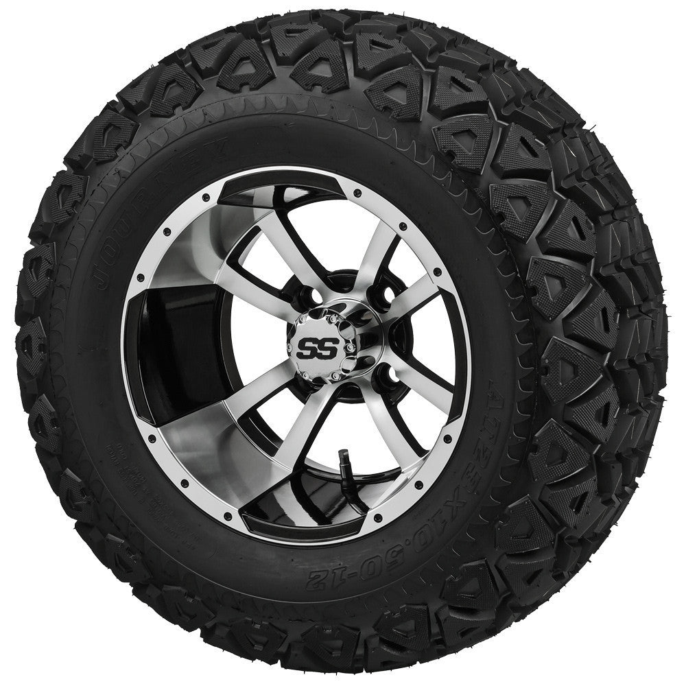 23x10.50-12 Black Trail on "Type 7" Machined/Black Wheel