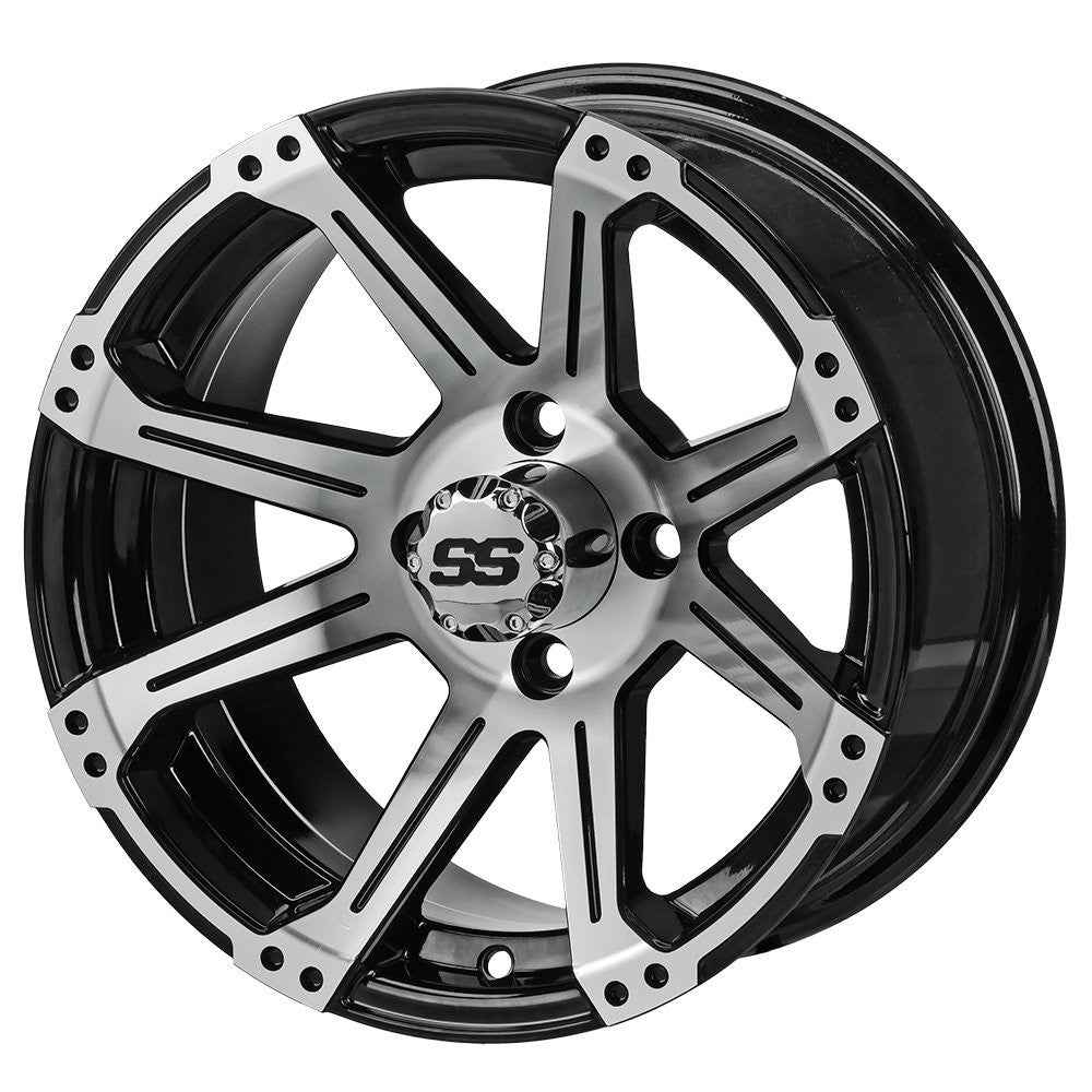 12" Rampage Black & Machined Golf Cart Wheel