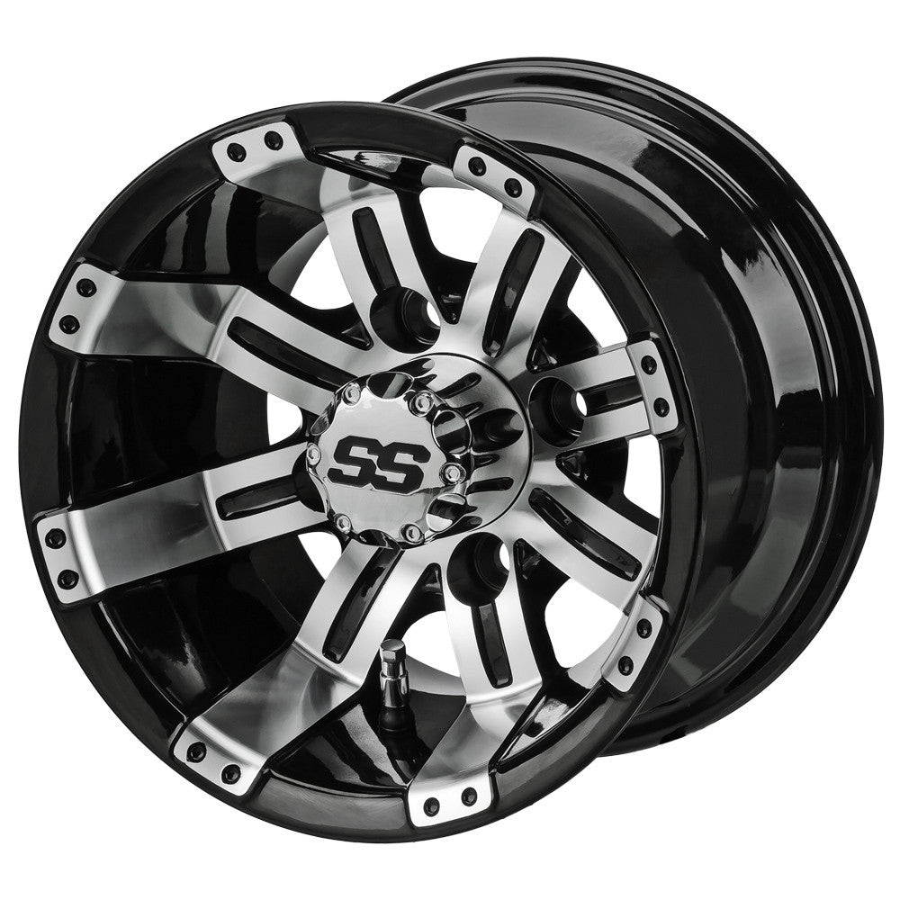 10" Casino Black & Machined Golf Cart Wheel