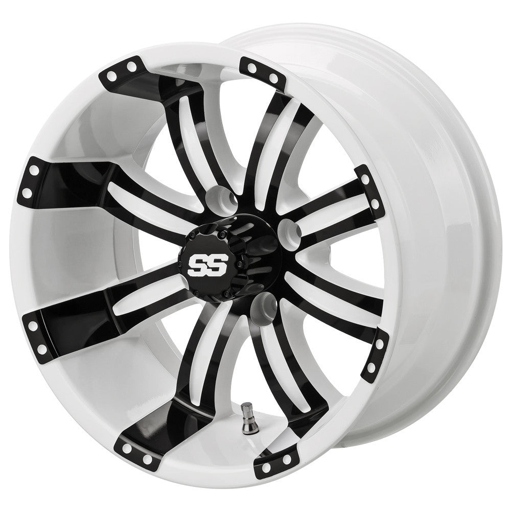 12" Casino White & Black Golf Cart Wheel