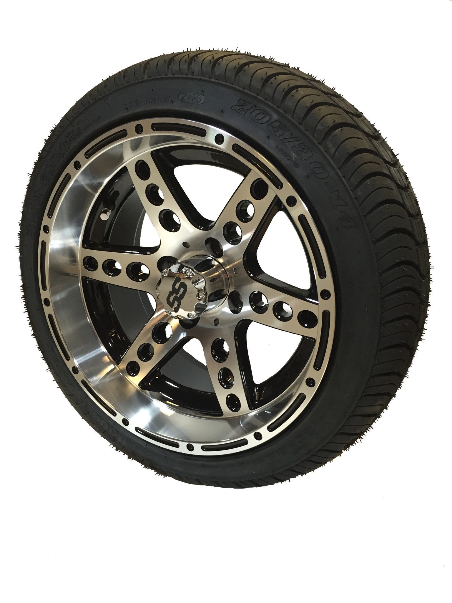 205/30-14 LSI Elite on Chaos Machined/Black Wheel